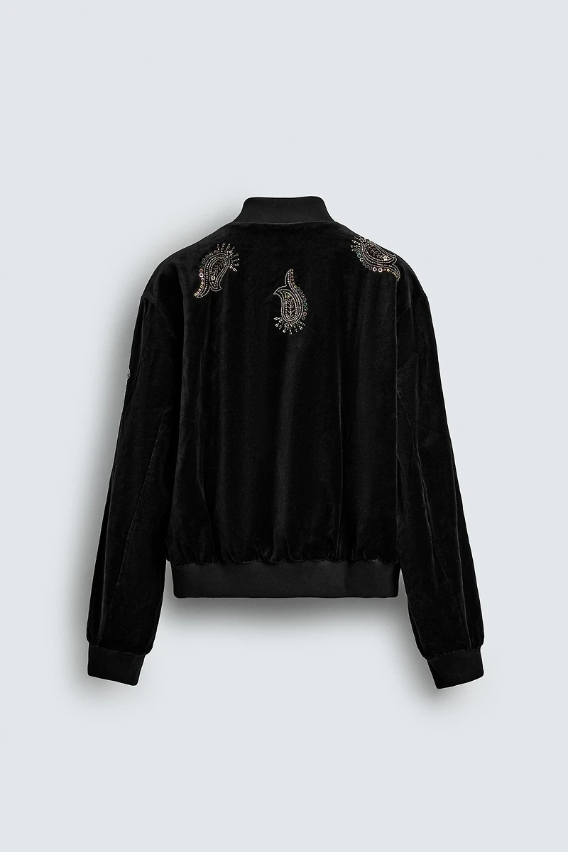 BLOUSON BOMBER EN VELOURS BRODERIES ÉDITION LIMITÉE