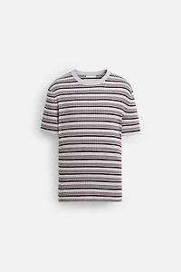 STRIPED RIBBED KNIT T-SHIRT