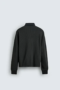 COMBINATION WAFFLE TEXTURED POLO SHIRT