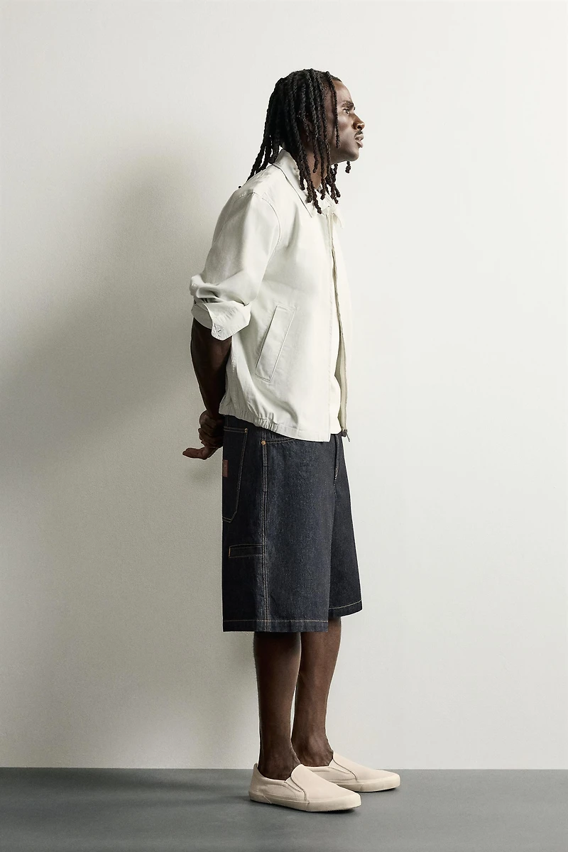 CHAIN DETAIL RELAXED DENIM JORTS