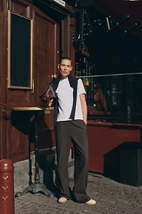DOUBLE WAIST STRAIGHT LEG PANTS