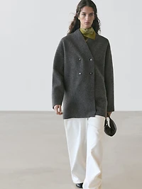 100% wool double-breasted mid-length coat