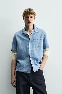 INDIGO 100% LINEN RELAXED FIT SHIRT