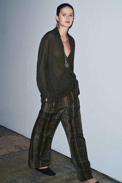 ASYMMETRIC WRAP WOOL BLEND TOP ZW COLLECTION