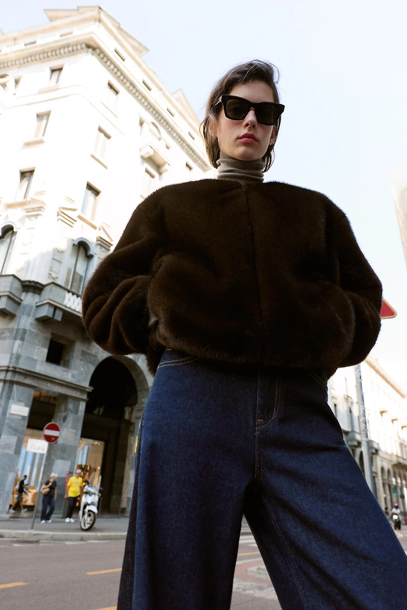 FAUX FUR BOMBER JACKET