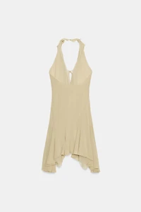 RUFFLED HALTER DRESS