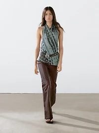 Print top with surplice neckline