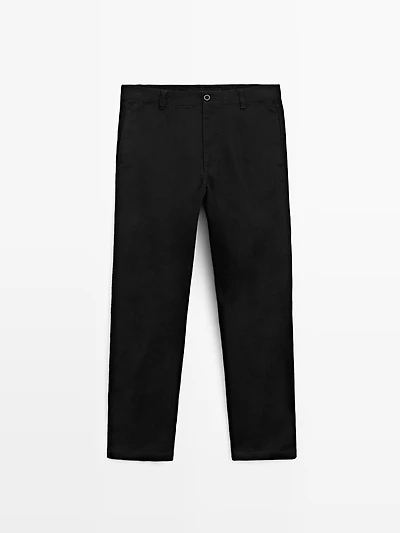 100% cotton wide-leg trousers
