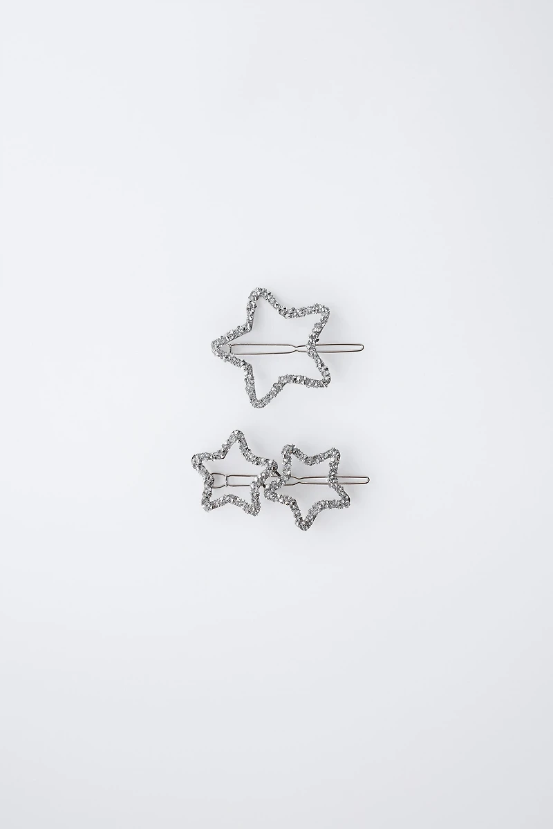 PACK OF THREE SPARKLY STAR HAIR CLIPS