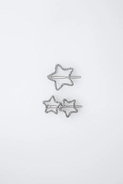 PACK OF THREE SPARKLY STAR HAIR CLIPS