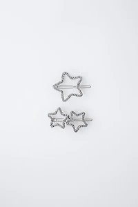 PACK OF THREE SPARKLY STAR HAIR CLIPS