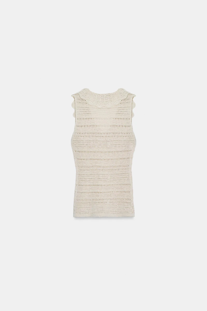 POINTELLE RUFFLE TOP