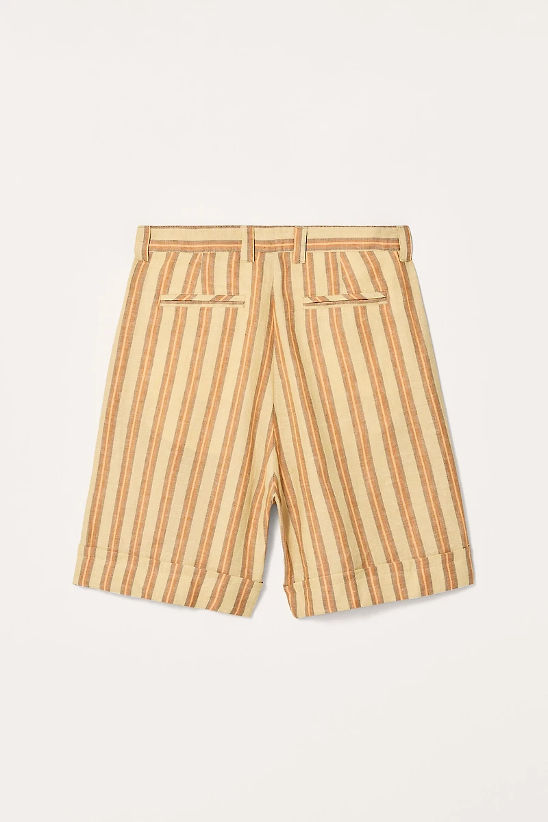 LIMITED EDITION STRIPED LINEN BERMUDA SHORTS