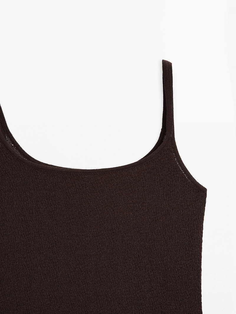 Flowing knit top with straps
