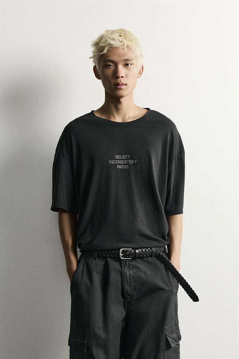 RELAXED FIT WASHED TEXT T-SHIRT