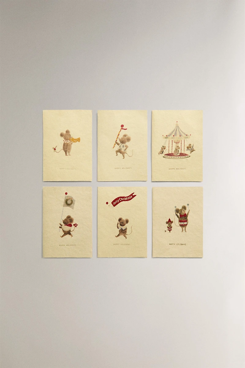 SET OF CHRISTMAS MICE POSTCARDS (SET OF 6)