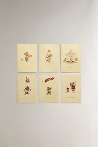SET OF CHRISTMAS MICE POSTCARDS (SET OF 6)