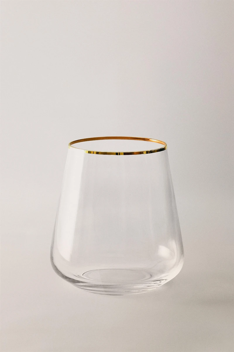 BOHEMIA CRYSTAL TUMBLER WITH A GOLDEN RIM