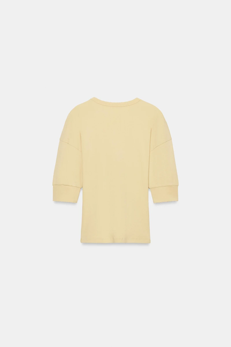 RIB KNIT VOLUMINOUS SLEEVE T-SHIRT