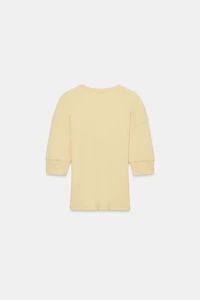 RIB KNIT VOLUMINOUS SLEEVE T-SHIRT