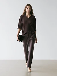 Oversize silk and wool blend knit sweater