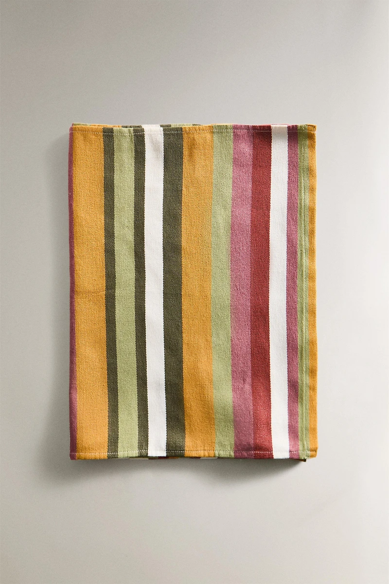 CHEMIN DE TABLE COTON RAYURES MULTICOLORES