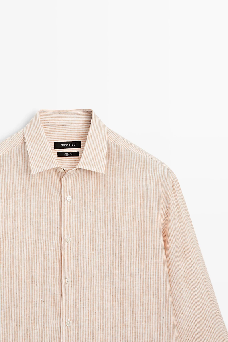 Chemise à rayures regular fit 100 % lin