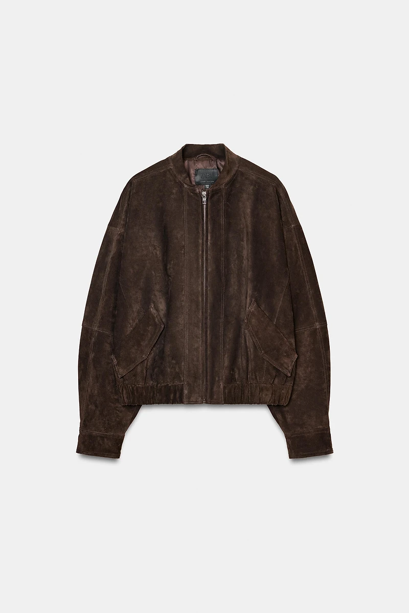 100% SUEDE LEATHER BOMBER JACKET