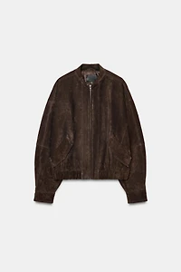 100% SUEDE LEATHER BOMBER JACKET