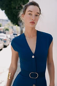 ROBE MI-LONGUE STRETCH CEINTURE