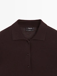 100% wool knit polo sweater