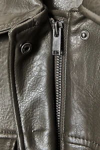FAUX LEATHER POCKET JACKET