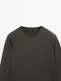 Pull tressé en coton mélangé
