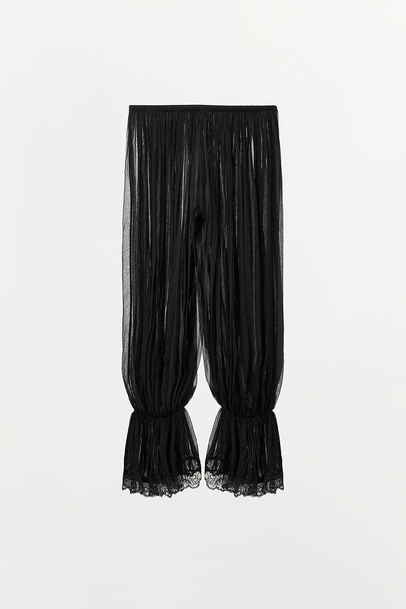PLEATED LACE BALLOON PANTS