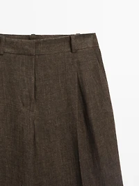Pantalon à pinces total look lin mélangé