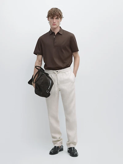 Linen jogger fit trousers