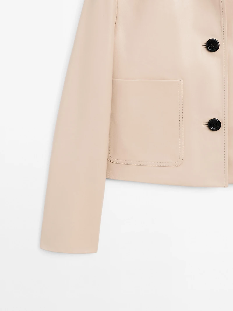 Cropped nappa leather jacket