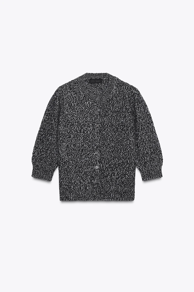 VESTE EN MAILLE MANCHES 3/4 BOUFFANTES
