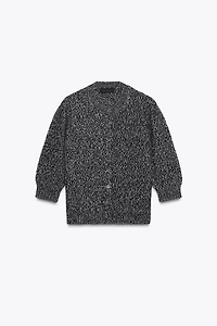 VESTE EN MAILLE MANCHES 3/4 BOUFFANTES