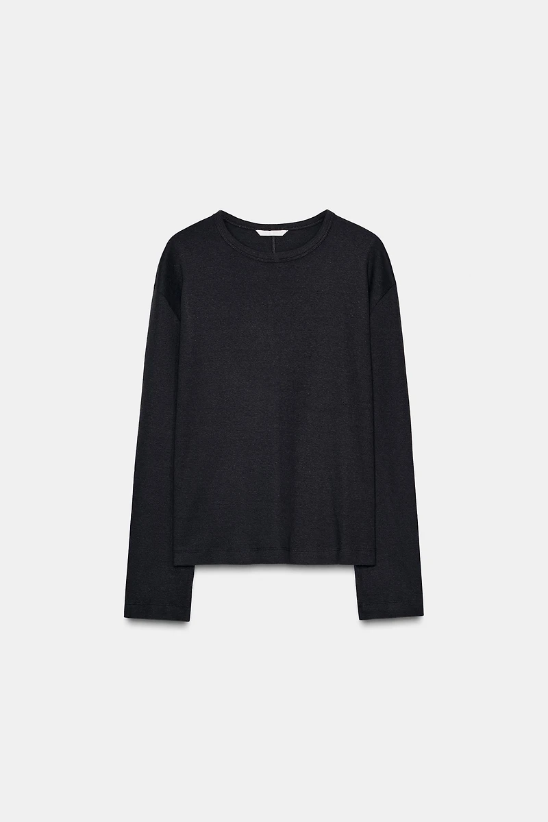 RIB KNIT LONG SLEEVE T-SHIRT