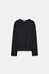 RIB KNIT LONG SLEEVE T-SHIRT