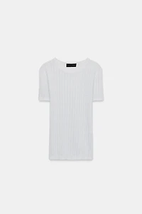 METALLIC THREAD RIB KNIT TOP