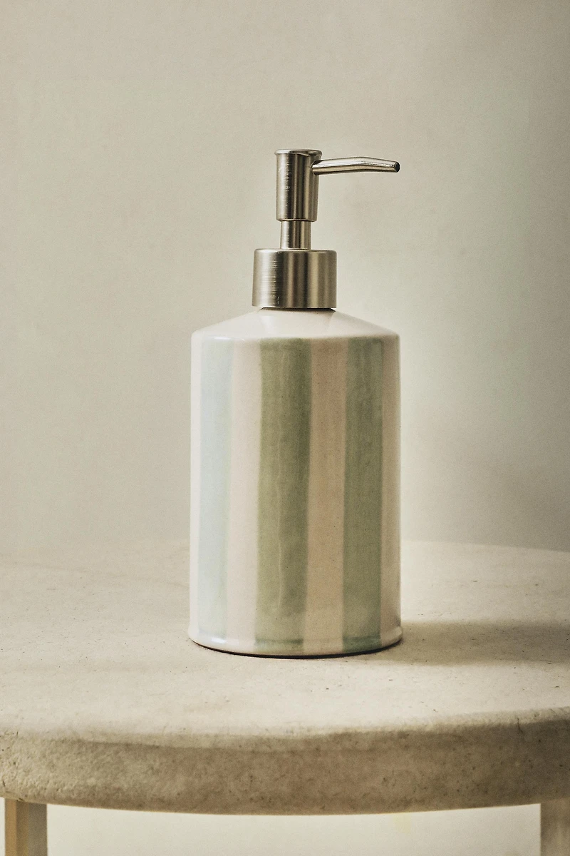 STRIPED CERAMIC SOAP DISPENSER