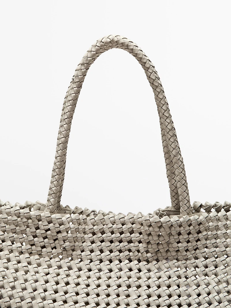 Braided nappa leather shopper bag