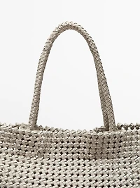 Braided nappa leather shopper bag