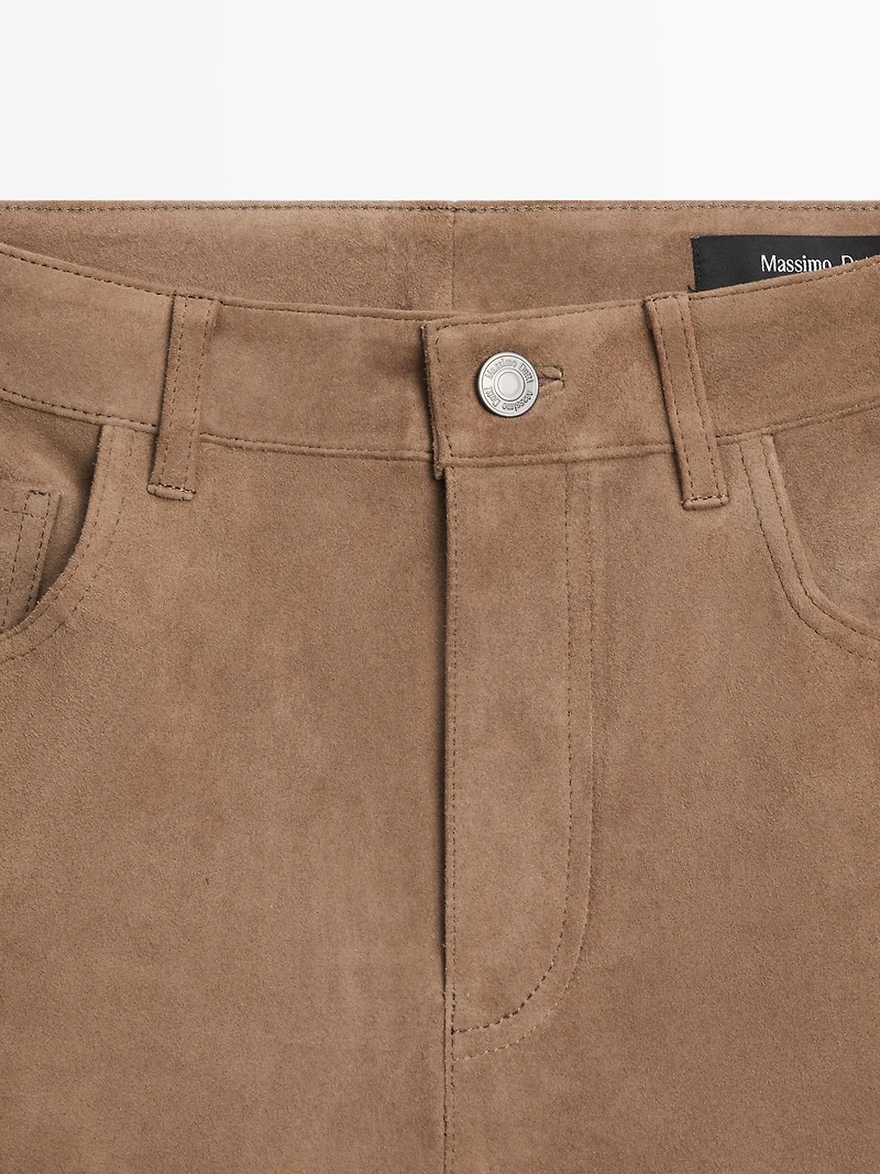 Flare fit suede leather leggings