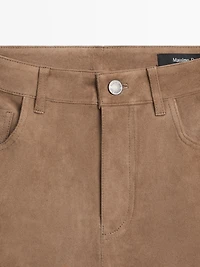 Flare fit suede leather leggings