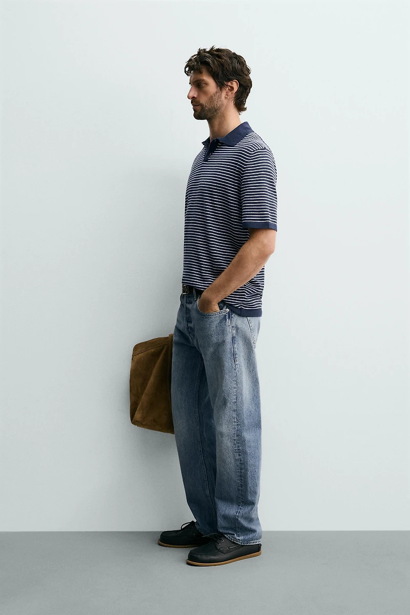 STRIPED JACQUARD KNIT POLO