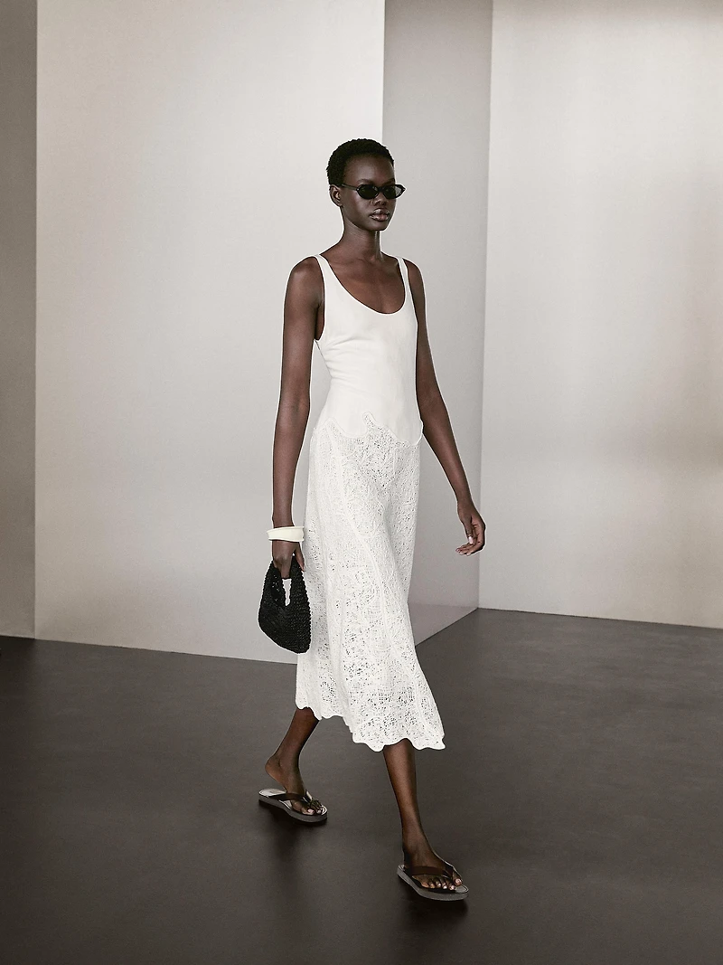 Robe midi ample en coton mélangé