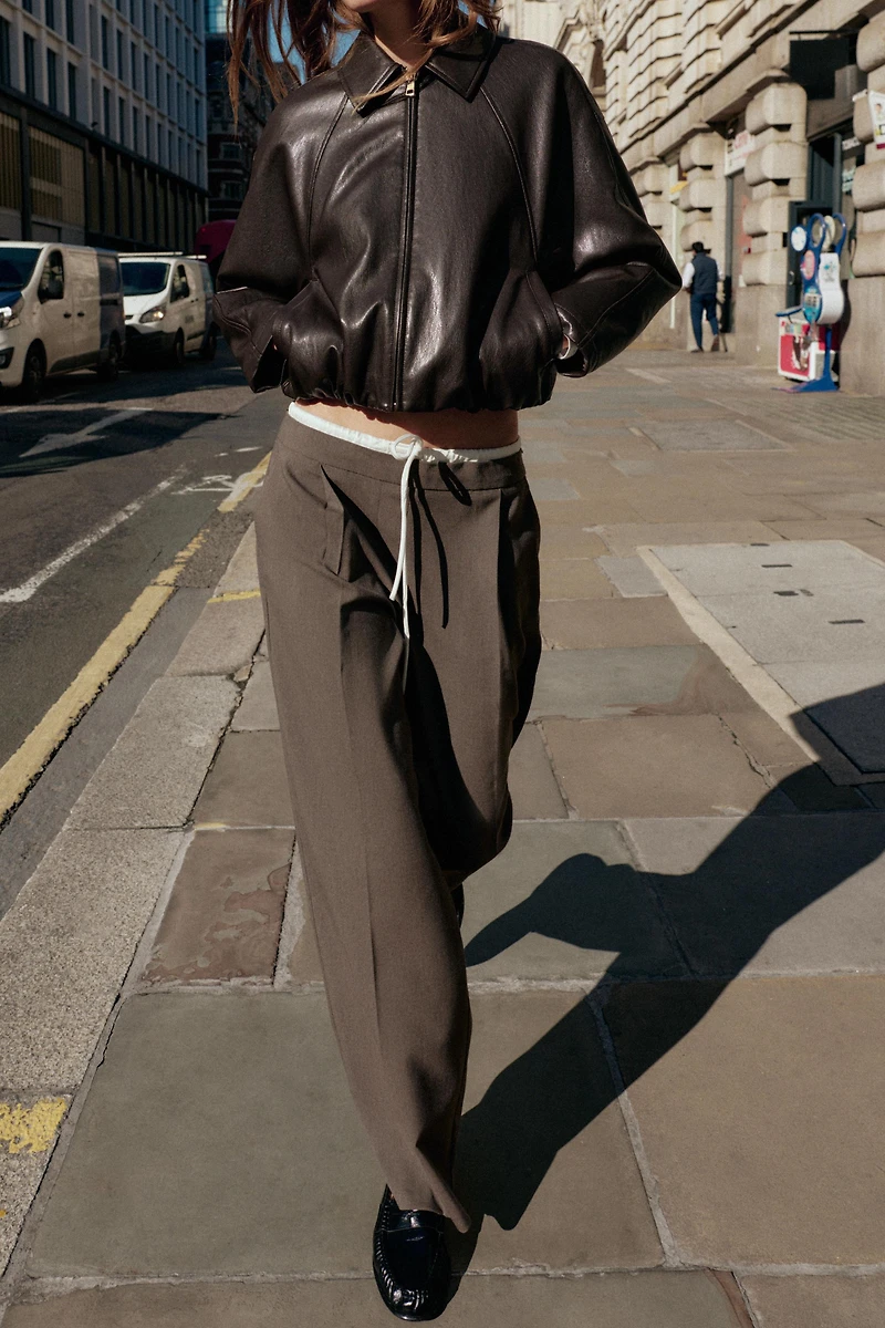 DOUBLE WAIST WIDE LEG PANTS